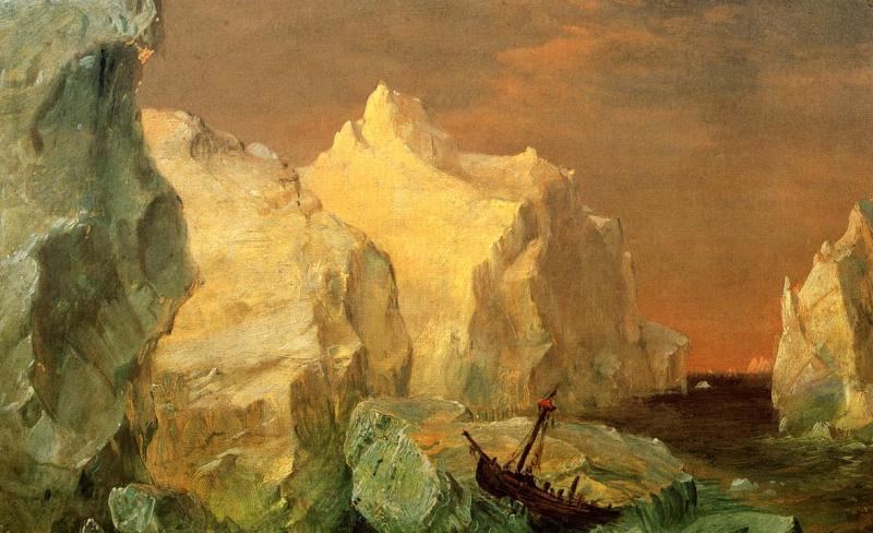 Frederic Edwin Church Icebergs and Wreck in Sunset Norge oil painting art